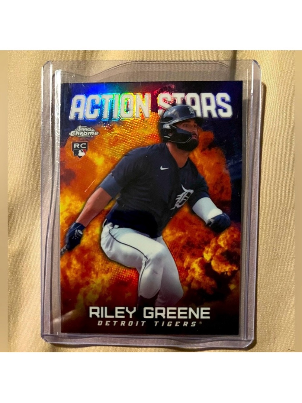 Detroit Tigers 2023 Riley Greene TOPPS Chrome ACTION STARS Rookie Trading Card
